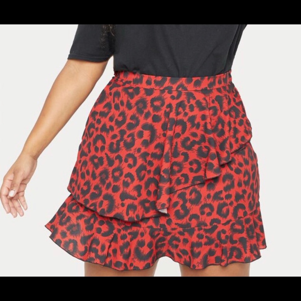 Red Leopard Print Skirt